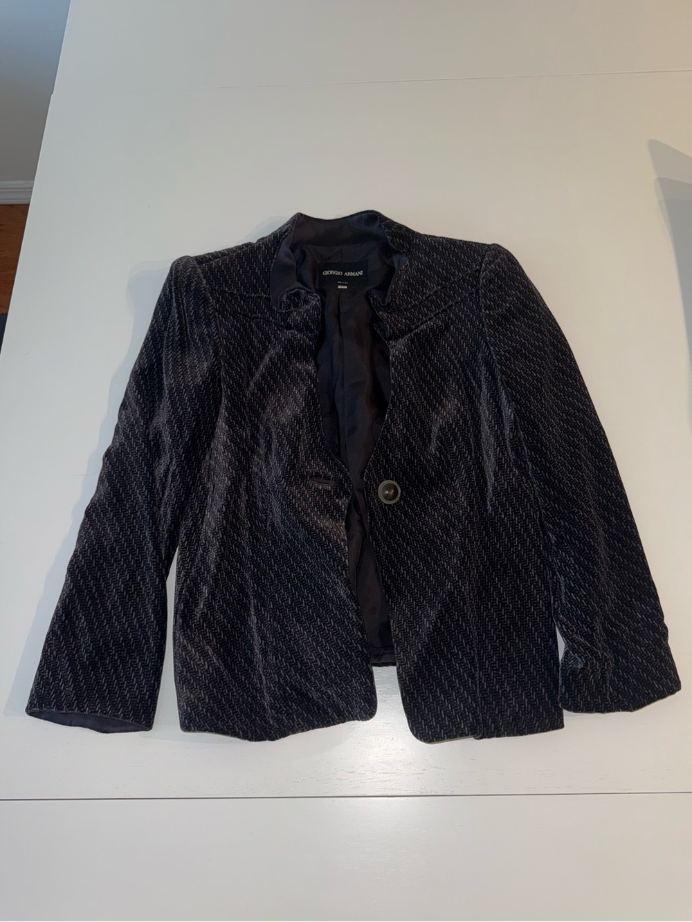 Giorgio Armani Black Velvet Single-Button Blazer